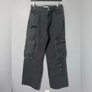 Refuge Women’s Cargo Jeans Sz 7/32 Waist Junior Faded Black Wide Leg EUC  32x32